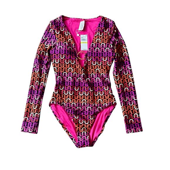 NWT! Trina Turk Echo Long Sleeve Ring Front One Piece Paddle Suit - Size Medium - Picture 7 of 11